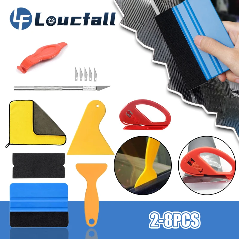 2-8Pcs Car Film Wrap Tools Kit Squeegee Set Vinyl Scraper Cutter for Vehicle Window Tint Wrapping Tools Spatula Car Accessories