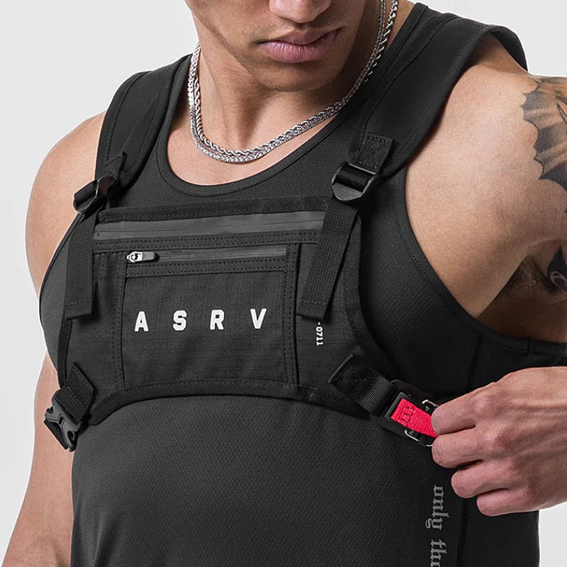 Men\'s Tactical Vest Fashion Brand Multi-functional Outdoor Chest Bag Waterproof Wear-resistant Sports Fitness Mobile Phone Bag