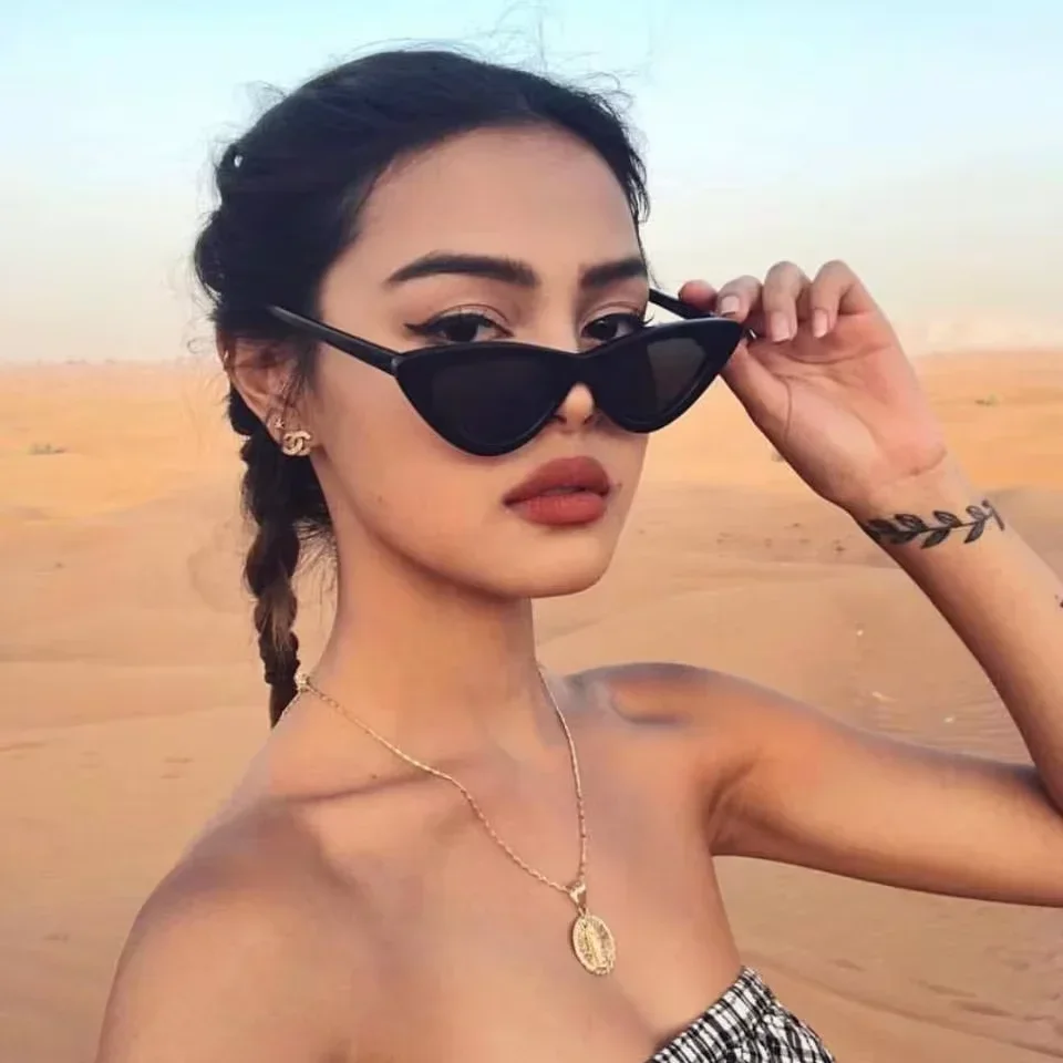 Vintage Leopard Cat Eye Sunglasses Woman Small Frame Fashion Sun Glasses Female Brand Designer Ocean Mirror Retro Oculos De Sol