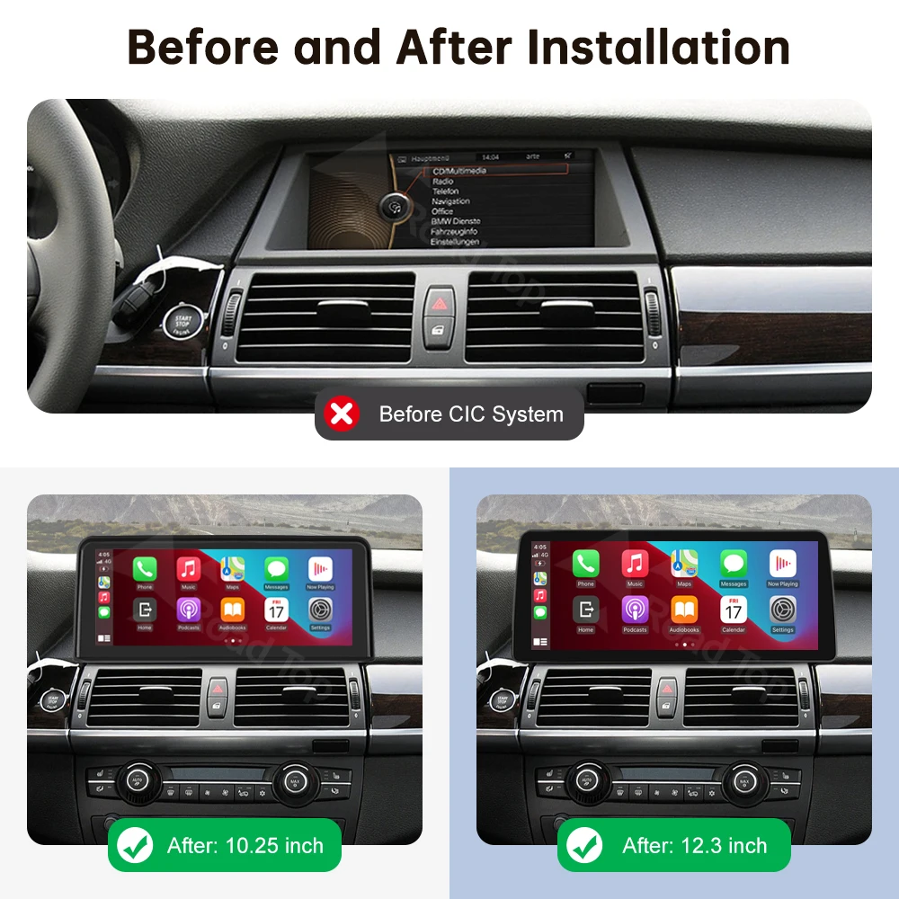 Road Top 1920*720 écran tactile sans fil Carplay Android Auto pour BMW X5 E70 X6 E71 2007-2013 CCC CIC affichage multimédia de voiture