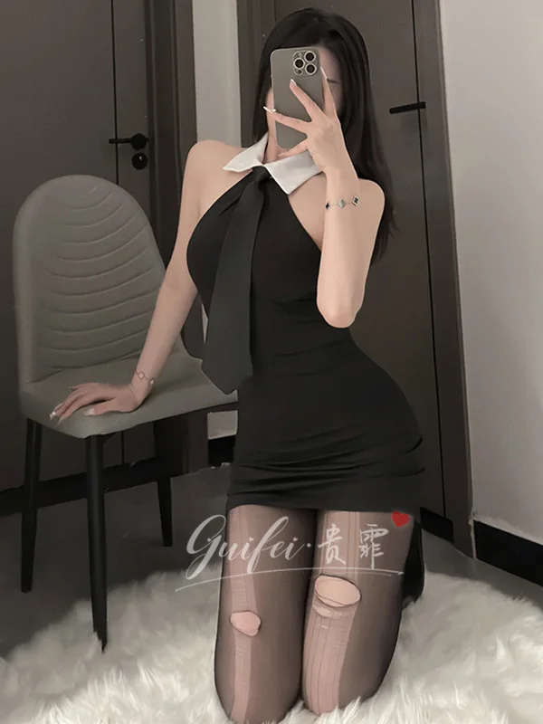 Sexy Career Secretary Sexy & Club Bag Hip Dress Color Block Tight Fitting Appear Thin Off Shoulder Fashion Women's Dresses PT1C