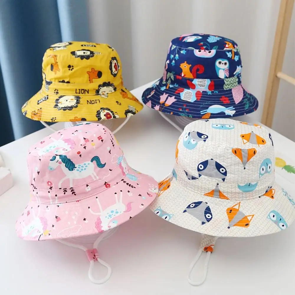 Summer Kids Bucket Hat for Baby Cute Boy Girl Wide Brim Fisherman Cap UV Protection Kids Panama Cap Sun Hats