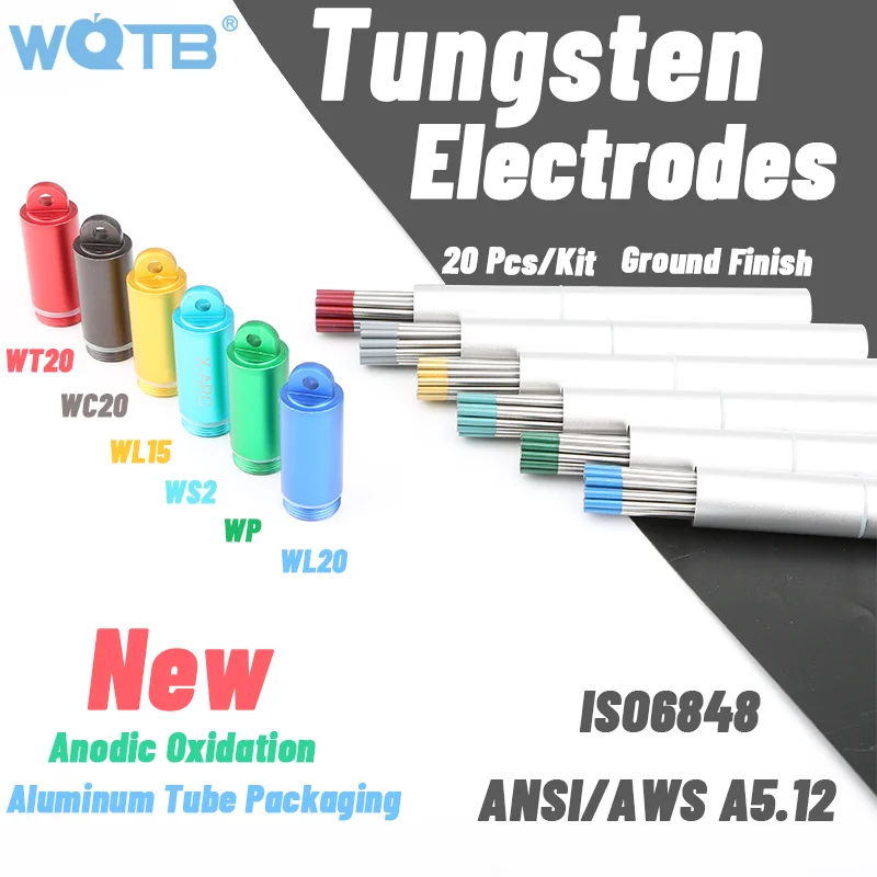 

20 Pcs Professional Tig Tungsten Electrodes Aluminum Tube Packaging WC20 WL15 WL20 WP WS20 150mm 6" 175mm 7" 2.4mm 3/32"