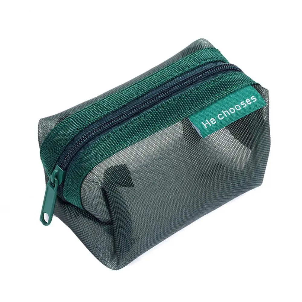 Retro Color Mesh Makeup Bag Large Capacity Zipper Transparent Cosmetic Bag Storage Bag Organizer Case Toiletry Storage Bag Lady