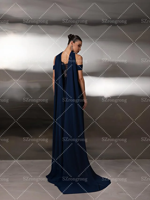 Custom Made Graceful Boat Colalr Pleated Sheath Formal Evening Party Gown Backless Lace Long Bridal Prom Dress with Sweep Cout