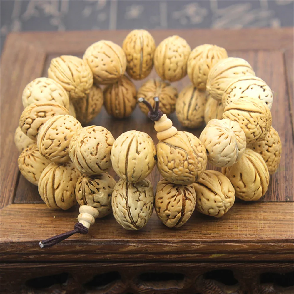 15mm Tibetan Natural Wild Mountain Walnut Beads Bracelet Buddhist Buddha Meditation Accessories Reiki Healing Lucky Charm