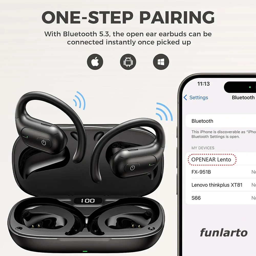 Open-Ear Wireless Running Headphones Bluetooth Earphones for Runners Ultra Comfort Superior Sound Secure-Fit Ambient Awareness