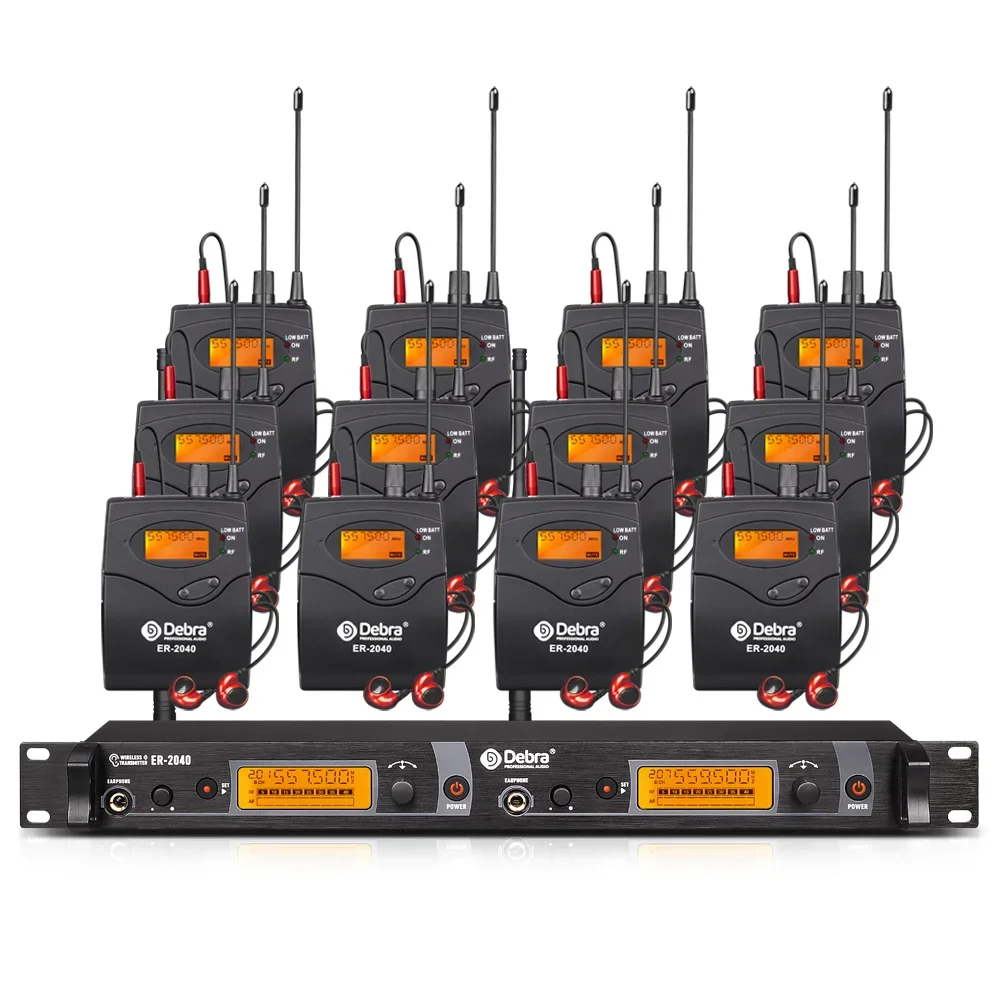 

Professional ER-2040 12 Channel IEM Wireless In-Ear Monitoring System for Recording Used in Stage Studio with In-Ear Earphone