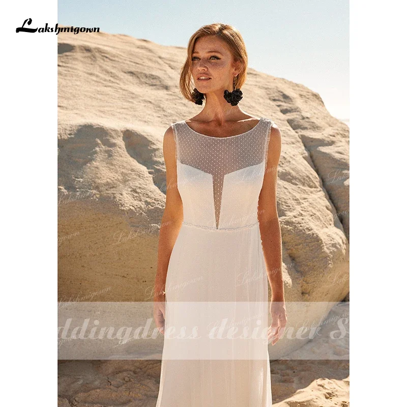 Vintage Boho Wedding Dress Scoop Neck Simple A Line Bohemian Bridal Gowns 2021 Ivory Elegant Bride Dress vestido de novia