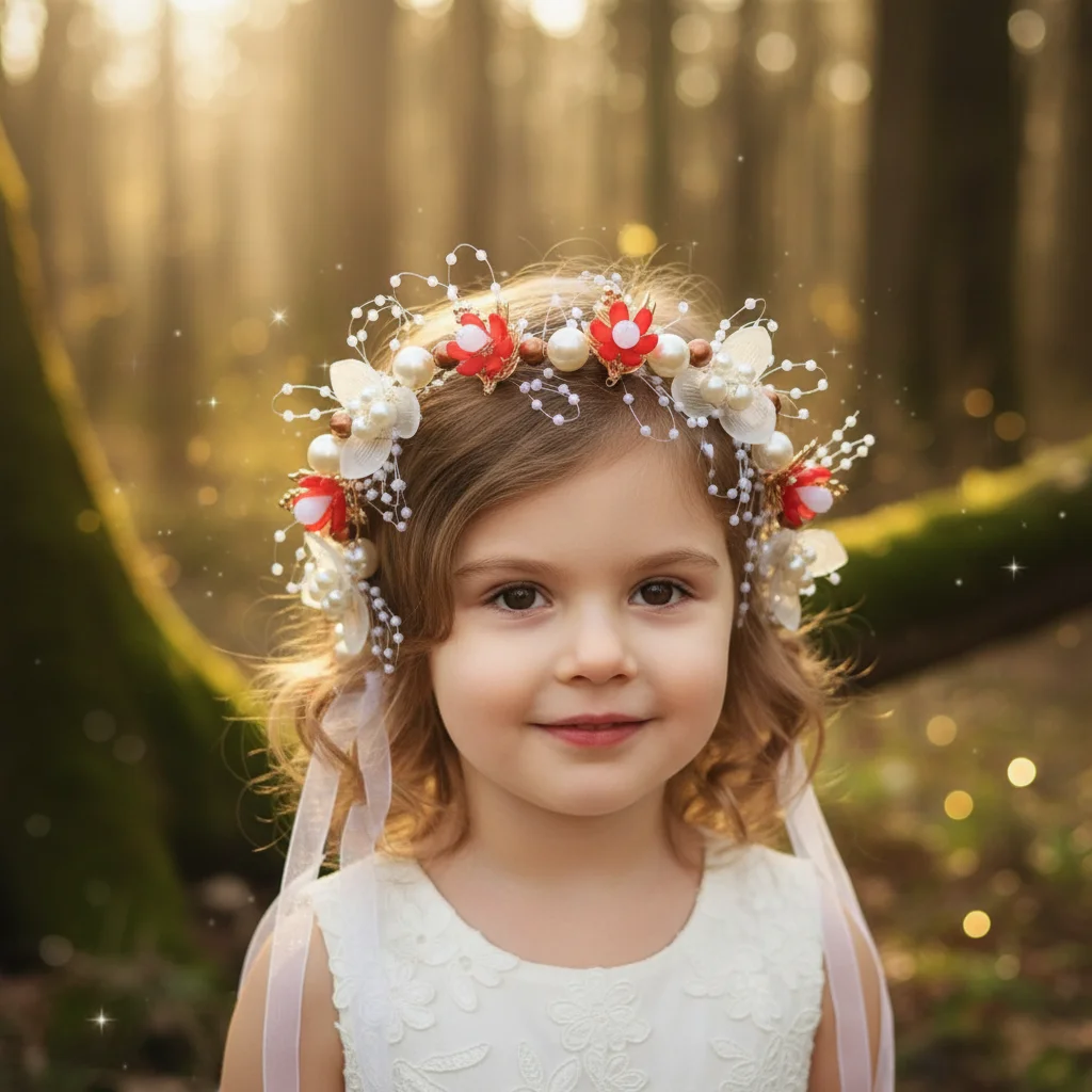 Blumenkranz-Stirnband für Kinder im Prinzessinnen-Stil, umweltfreundliches Haar-Accessoire für Bühnenauftritte, Partys, Fotografie und Foto-Requisiten