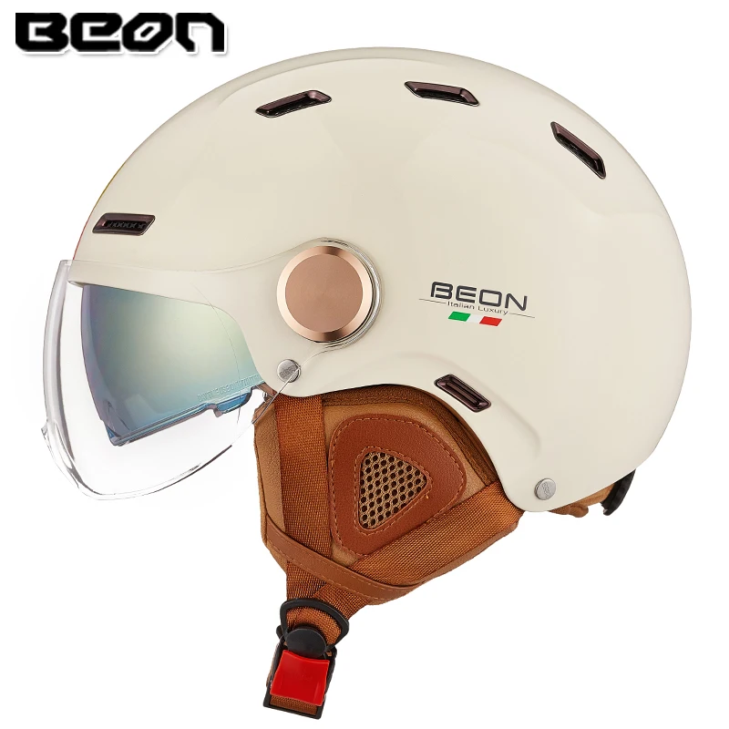 BEON Motorcycle Helmet B112 Female Electric Car Half Helmet Male Summer Four Seasons Universal Dual Lens Children