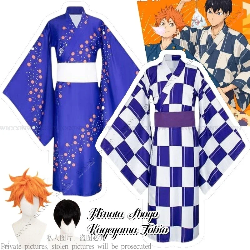 Kageyama Tobio Hinata Shoyo Cosplay Costume Wig High School Volleyball Club Kimono Fireworks Show Daily Outfit Man Halloween