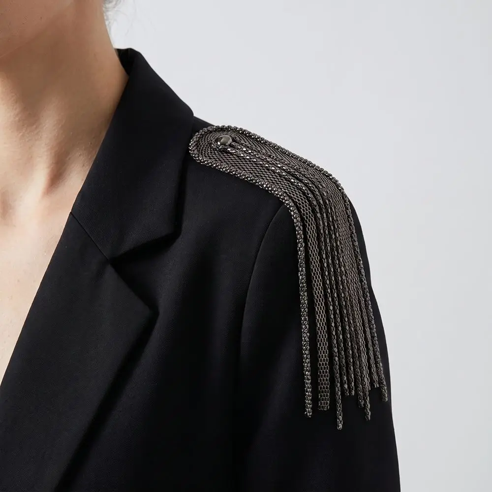 Retro Pin Tassel Chain Epaulettes Alloy Detachable Brooch Shoulder Board DIY Shiny Jacket Vintage Brooch Western-style Clothes