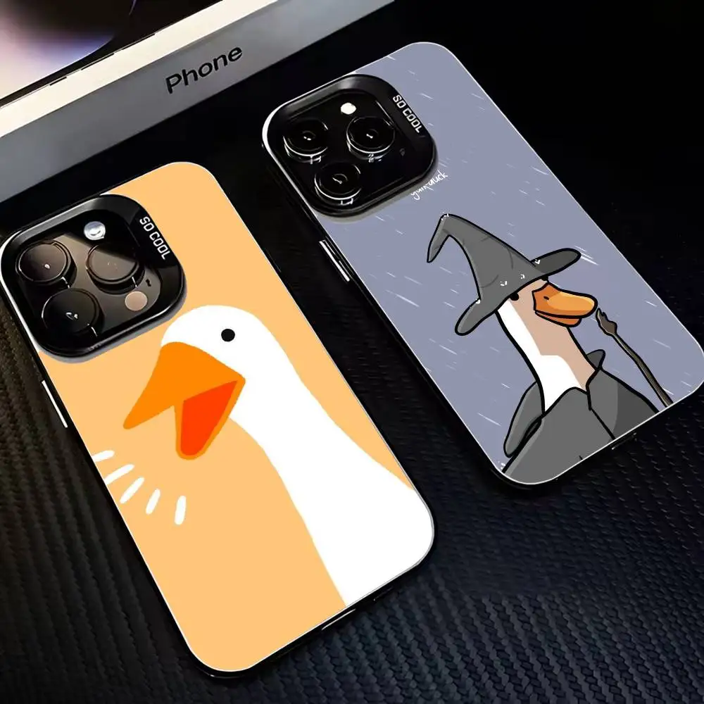 

Cartoon Funny Duck Phone Case For iPhone 16,15,14,13,12,11,Mini,Pro,MAX Black Matte Shockproof Cover