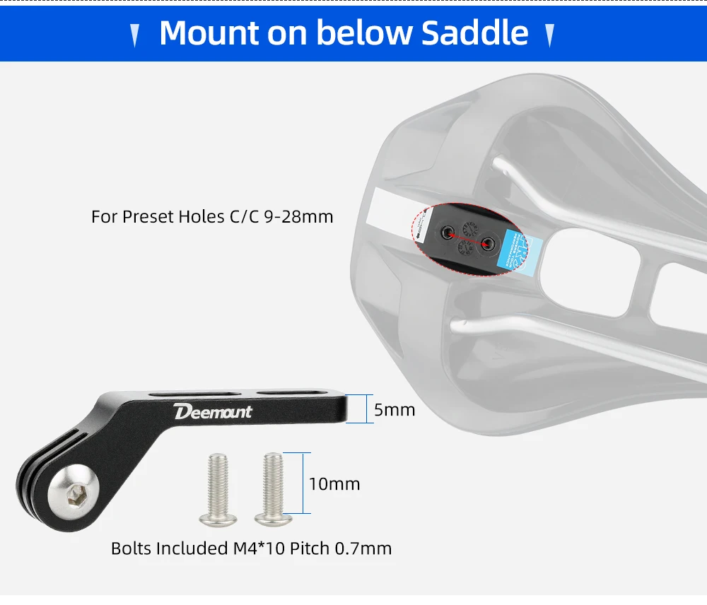Deemount Sattelstütze Sattel Rücklicht Halterung Passend für Shimano PRO für Gopro Sport Kamera Radar Lichter Alaun. Verlängerungshalter aus Legierung – Detail 4