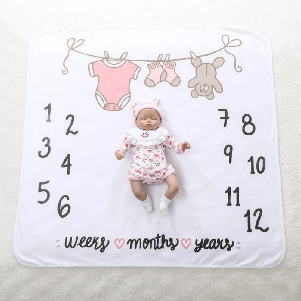 VIKAMA Cartoon Dinosaur Print Baby Milestone Blanket, Newborn Full-Month Celebration Photo Blanket, Warm And Soft Nap Blanket