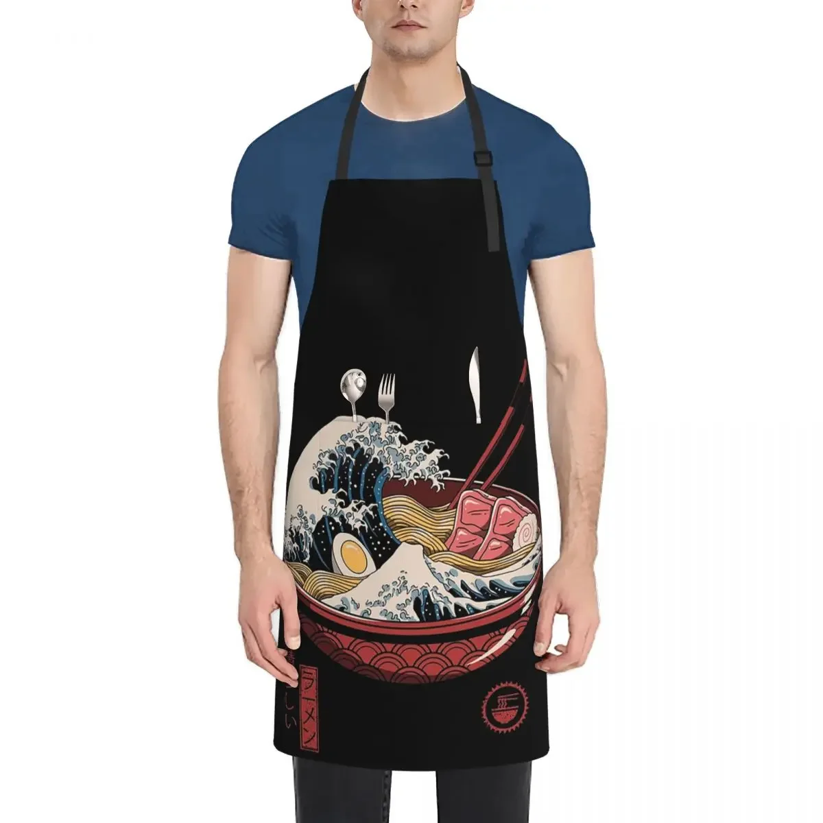 

Отличные фартуки Ramen Wave для шеф-повара, приготовления пищи, выпечки, водонепроницаемый нагрудник, кухонный сарафан для чистки для женщин и мужчин, садоводства