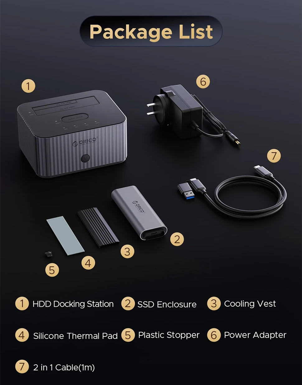 ORICO NVMe Clone SSD Station Dual-Bay 10Gbps Aluminium - Duplicateur M.2 NVMe Jusqu'à 8To