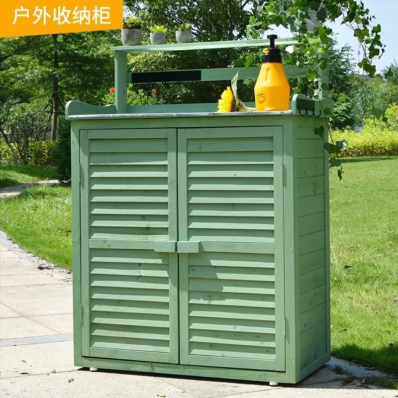 Nordic Solid Wood Outdoor Storage Cabinet Weatherproof Shoe Rack for Courtyard Balcony Patio Garden Rustic Rain Resistant