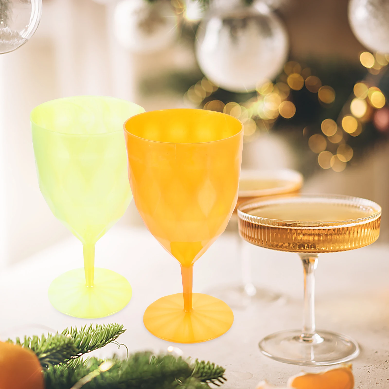 

6pcs High-Heel Red Wine Glasses Plastic Goblets Colorful Party Cups For Festival Easter Cocktail Beverage Decorative Drinkware