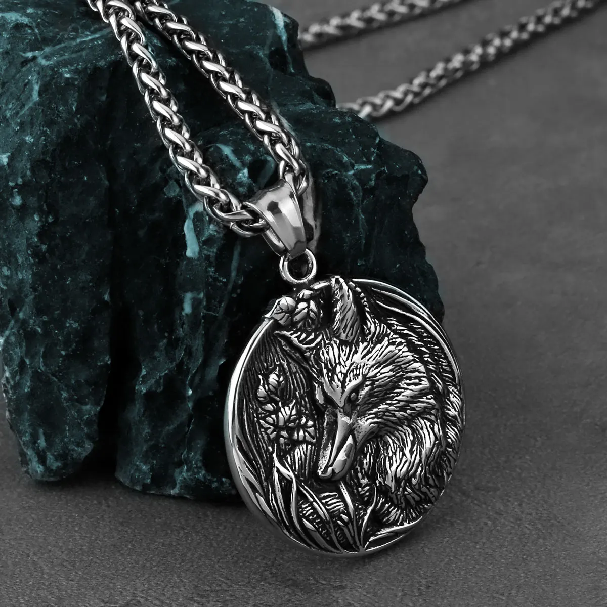 Stainless Steel Fox Pendant Necklace Domineering Charm Punk Jewelry Necklace Wholesale