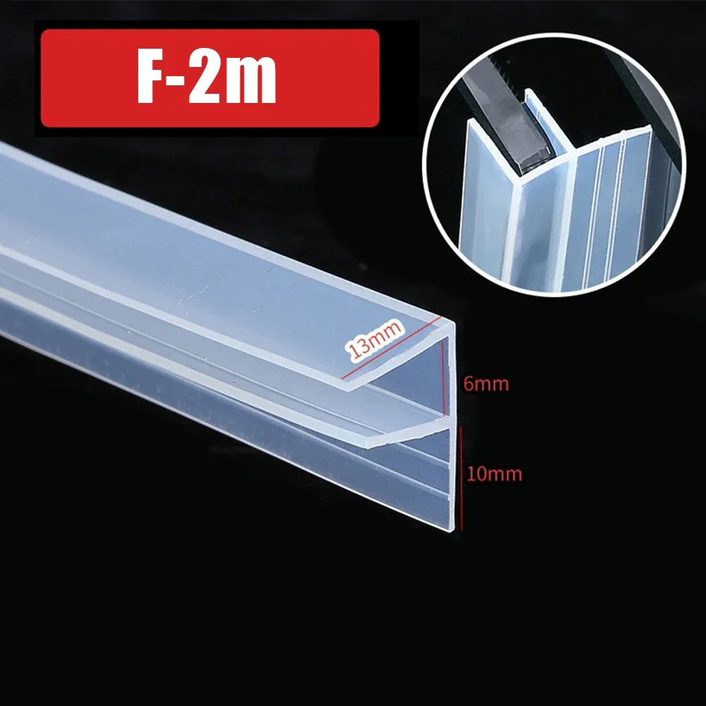 2m F Shape Bath Strip Shower Screen Door Seal Strip For Glass 6mm Seal Gap Transparent Rubber Oil Stains Bathtubs