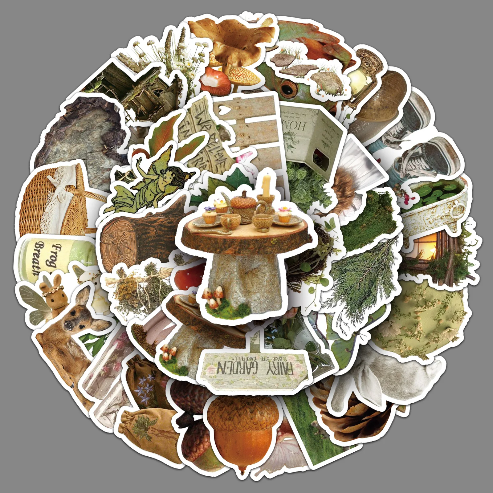 ملصقات غابة مكونة من 50 قطعة - شارات Woodland Doodle للمجلة والأجهزة