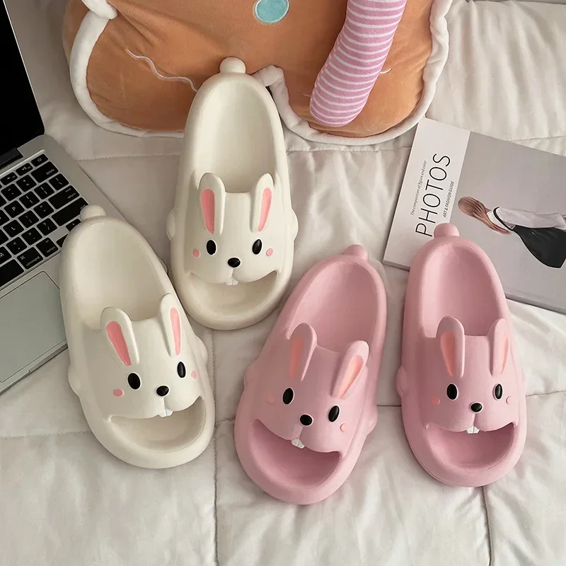 Outside Indoor EVA Thick Sole Slippers for Home Use Summer Couple Slippers for Women Wearing Cute Rabbit， shoes for men