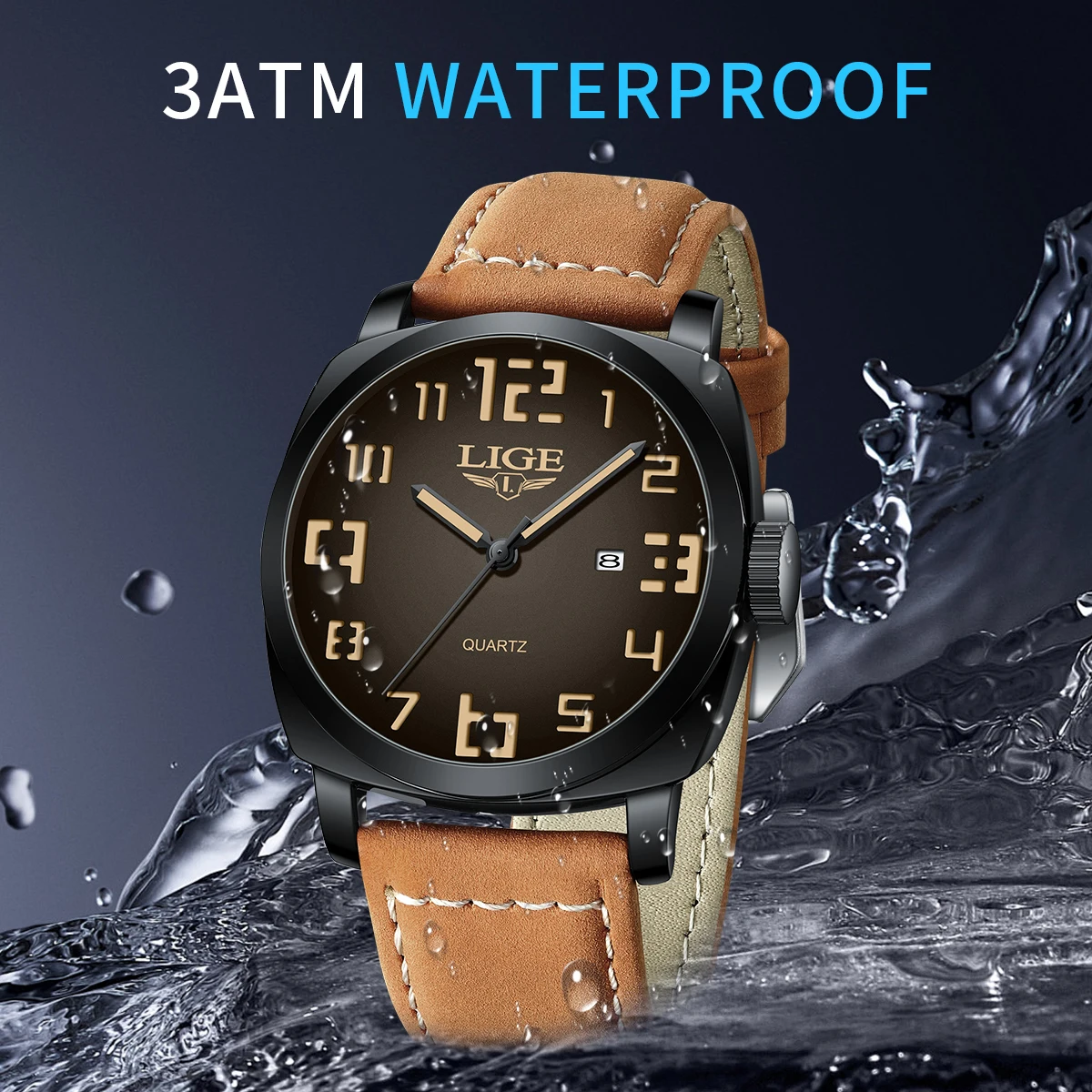 LIGE Fashion Mens Exquisite Wacth Leather Quartz Wristwatch Business Gentle Clock Casual Watch For Men Elegant Relogio Masculino