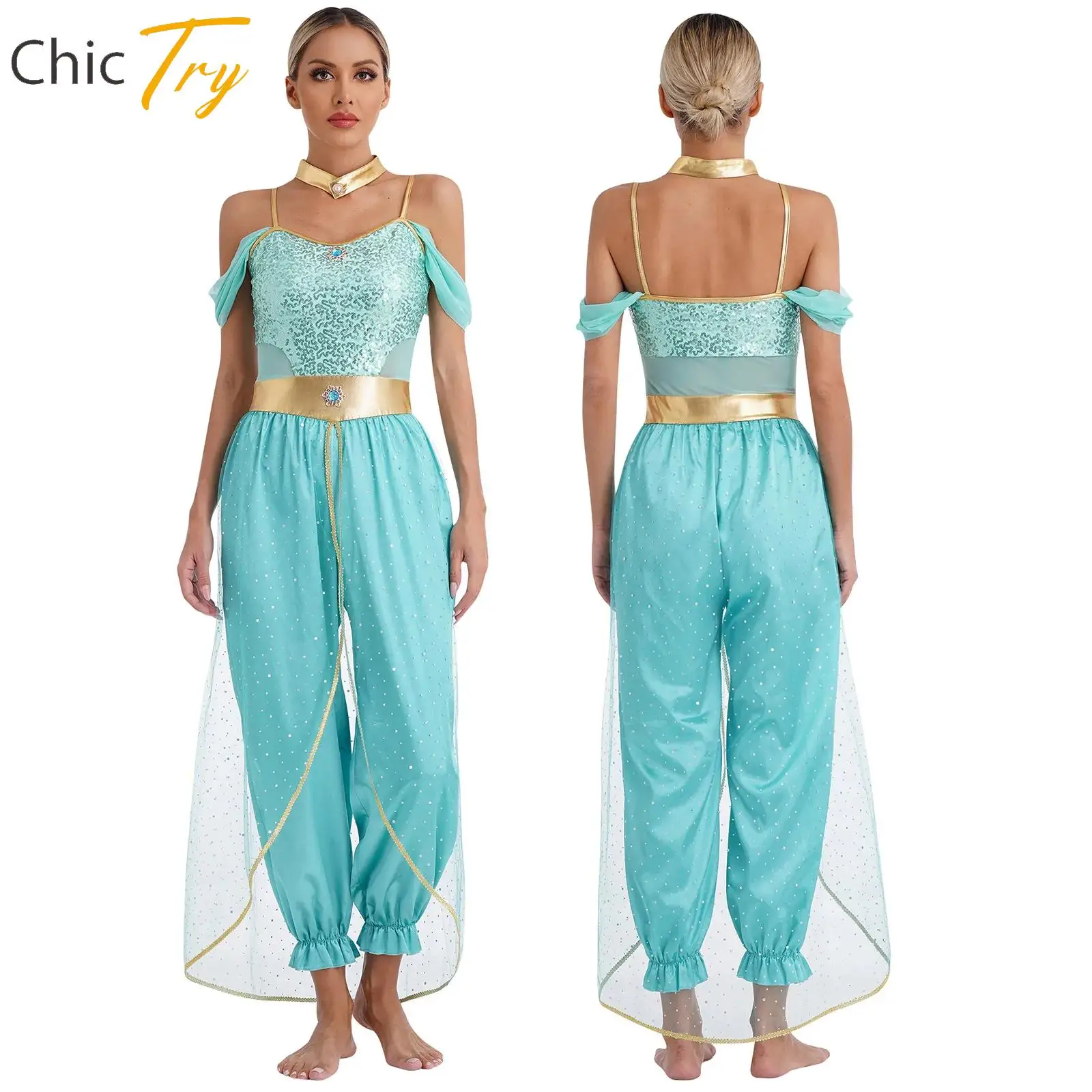 

Arabian Princess Costume Women Festival Indian Dance Embroider Jasmines Costume Halloween Cosplay Jasmines Outfit Party Clubwear