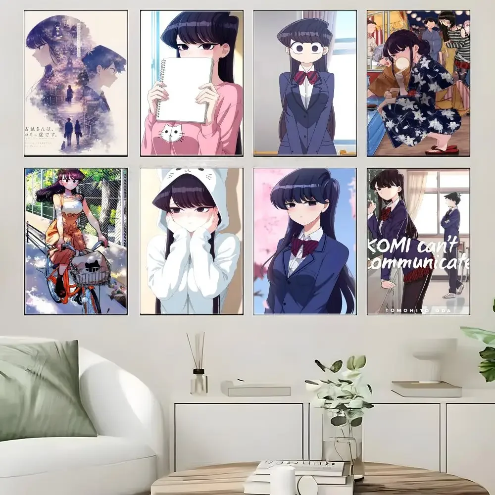 School Life Anime K-Komi Cant Communicate Poster Self-adhesive Art Waterproof Paper Sticker Coffee House Bar Room Wall Decor