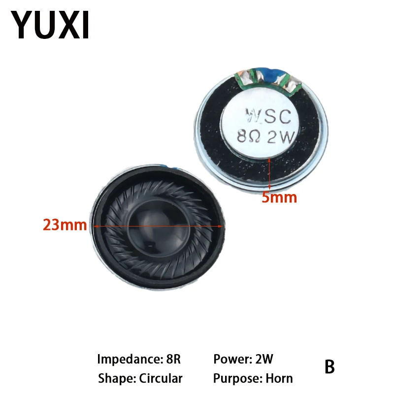 YUXI 1 pieza de altavoz para 8R 2W 20/23/28/36/40mm intercomunicador de coche altavoz repuestos reemplazo