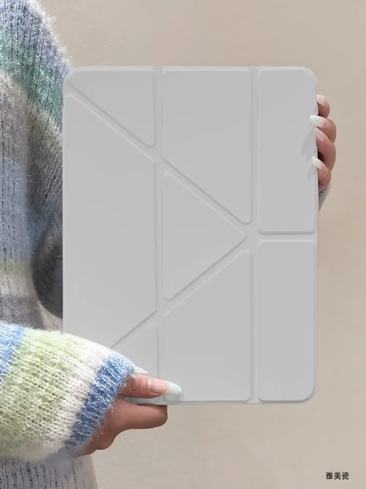 Luxury Solid Color Minimalist Cover For iPad Pro 13 11th M5 M4 12.9 A16 8 7 9th 10th Air 11 M2 M3 3Y-shaped Acrylic Tablet Case