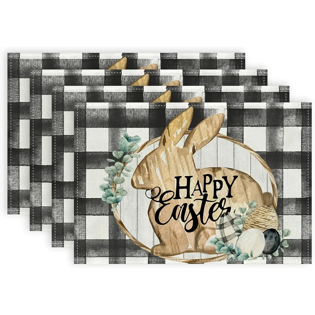 4Pcs Easter Plaid P…