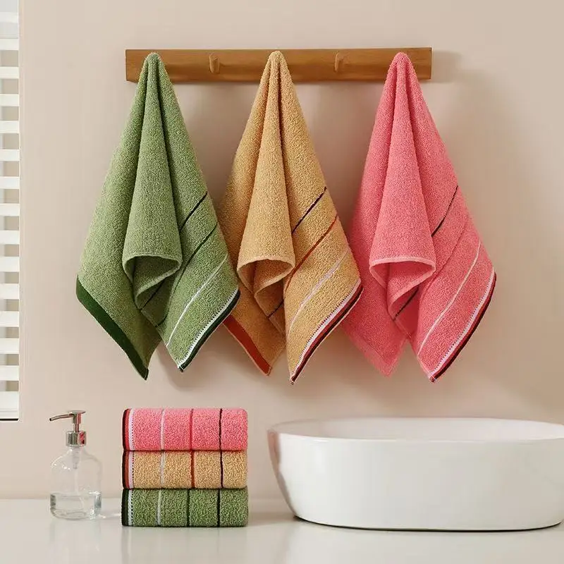 Striped pure cotton towel，100% 100% cotton, absorbent, and quick-drying face and body towels，Ultra-soft, skin-friendly bath towe