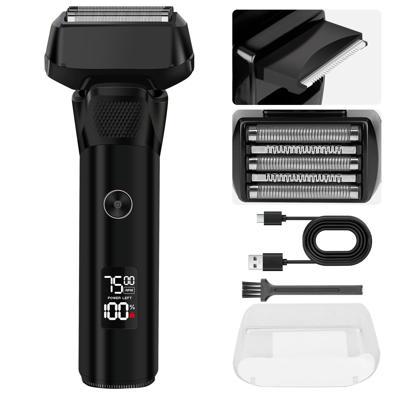 

2026 New ModelUSB Rechargeae Five-ade Electric Shaver Reciprocating Beard LED Whole Body Shaving Face Shaver Washae