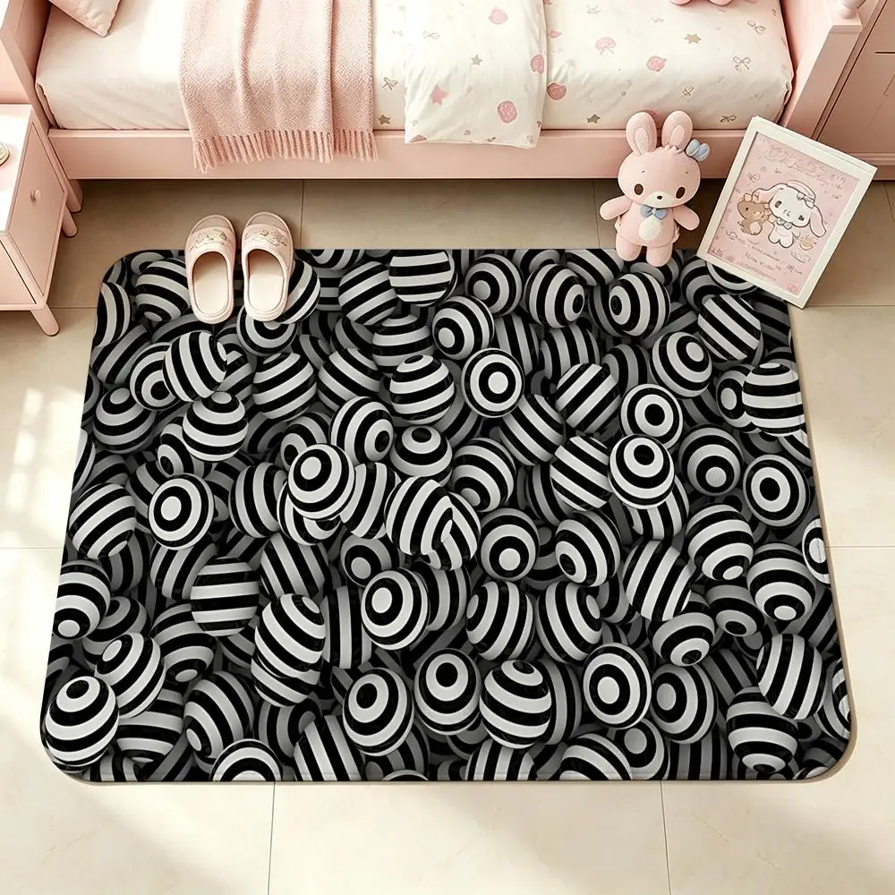 3D Optical Spiral Stripe Allover Floor Mat Bedroom Carpet, Bathroom Foot Mat, Doormat, Non-Slip Absorbent Multi-Use