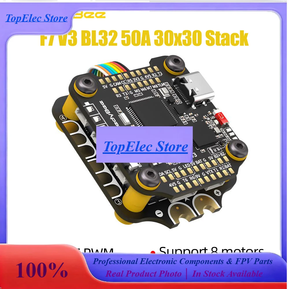 TopEssSpeedyBee F7 V3 Flight Stack 3-6S Lipo F7 V3 Flight Controller & BL32 50A ESC 30.5x30.5mm 500MB Flash For RC FPV Freestyle