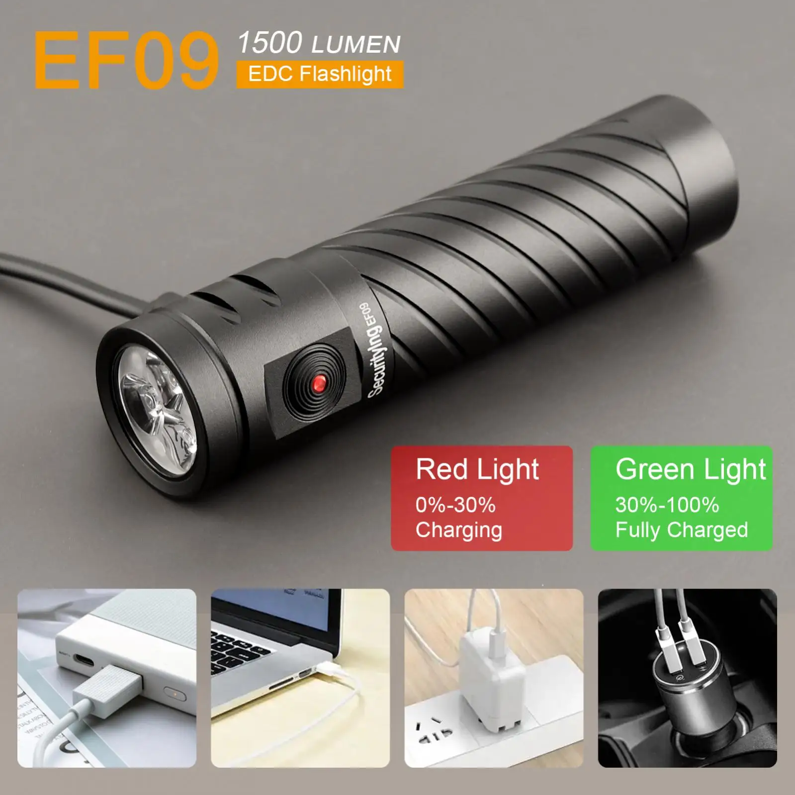 Powerful Mini LED Flashlight Rechargeable Waterproof 1500 Lumens EDC Flash Light Torch Lamp Power Indicator for Outdoor Camping