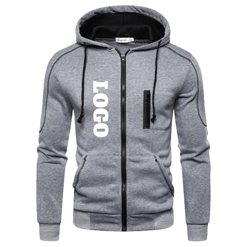 Custom Your Logo Zipper Hoodies Men Jacket New Fashion Long Sleeve Sweatshirt Casual Autumn Winter Outdoor Sportwear Tops Coat