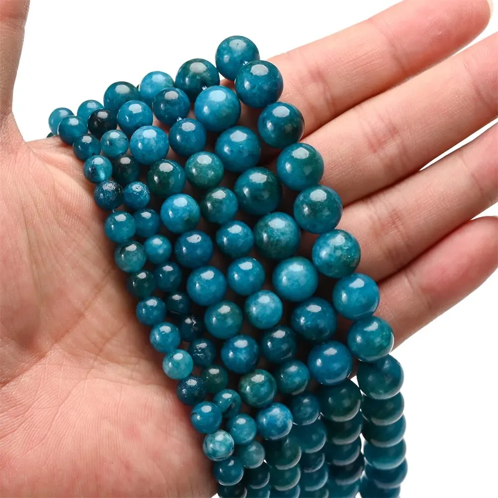 6mm 8mm 10mm Imitation Blue Apatite Loose Beads for DIY Jewelry Making