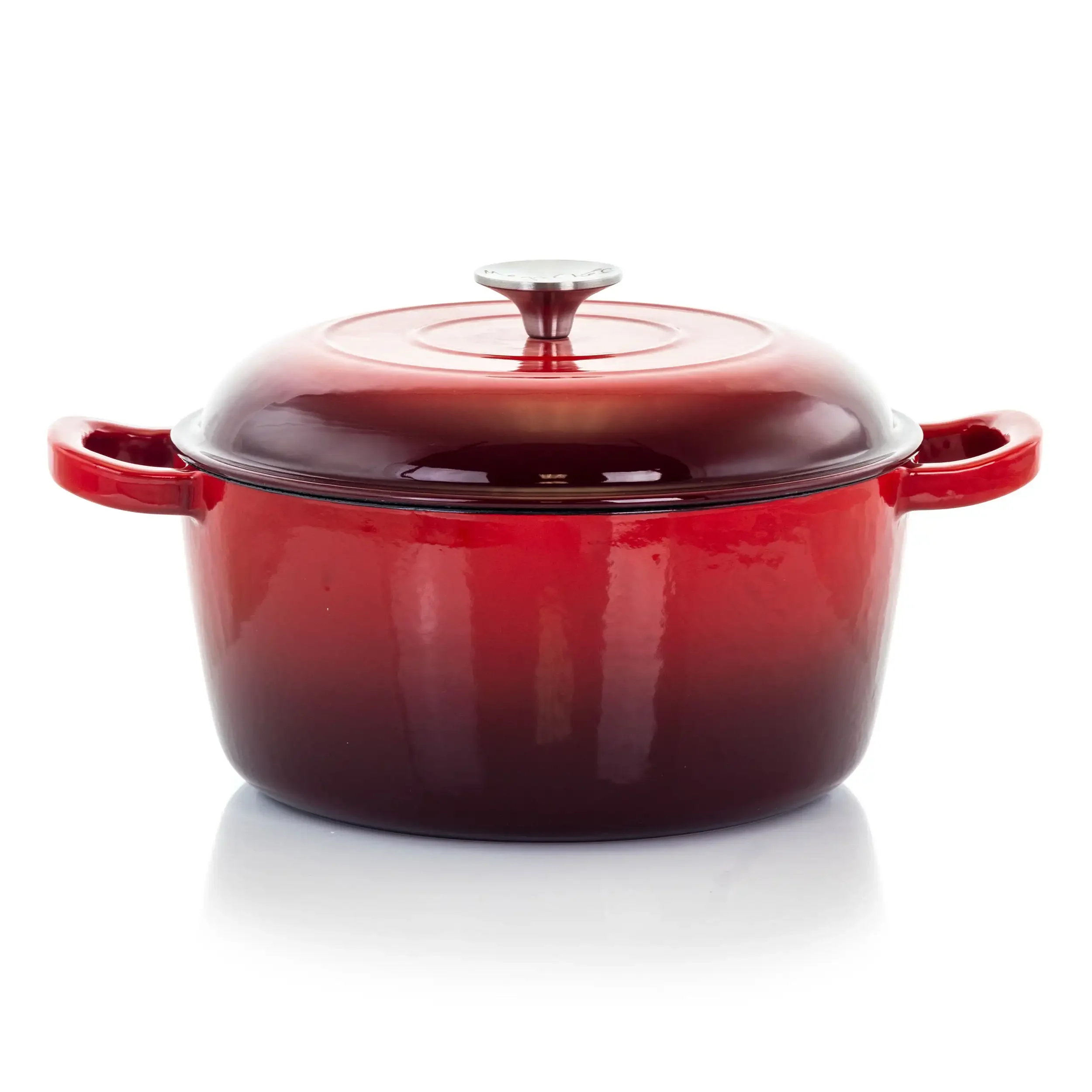 

5 Quarts Round Enameled Cast Iron Casserole with Lid in Red