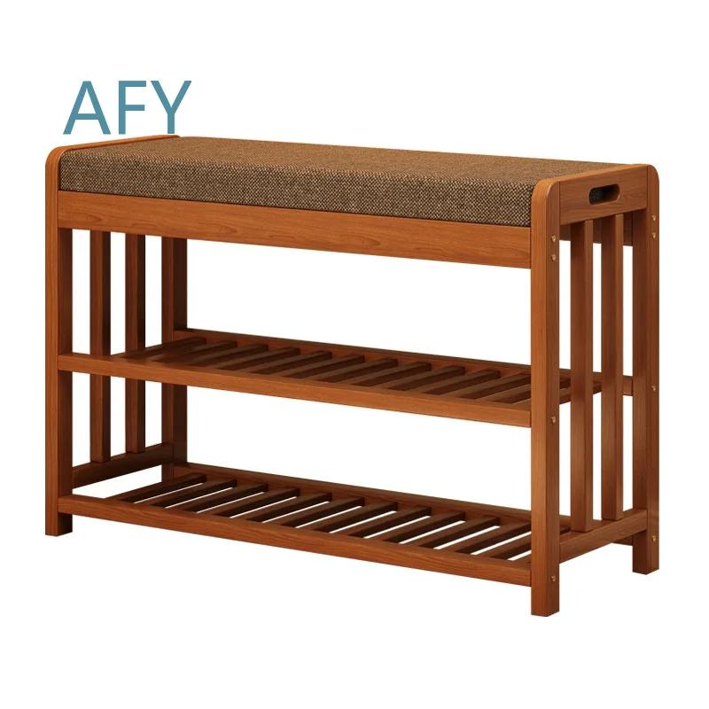 Shoe Changing Stool for Home Use Solid Wood Entryway Bench with Built-in Shoe Storage Cabinet Multi Functional Seating Step