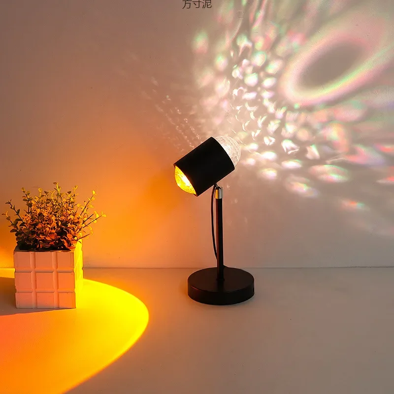 DurableDouble Head Sunset Corrugated Light Living Room Bedroom Live Projection Light Water Corrugated Ambient Light Usb