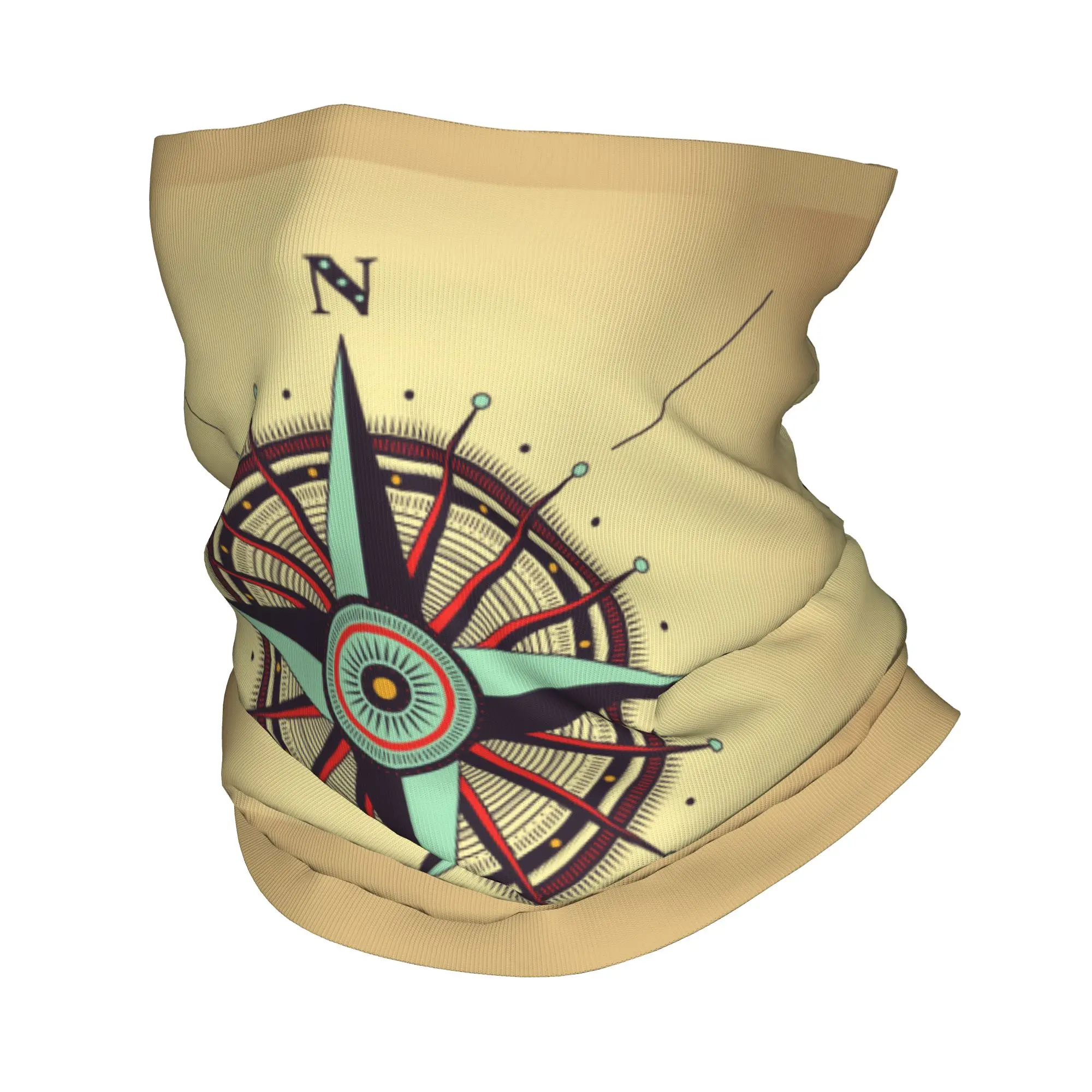 Pasamontañas Tubular Personalizado con Diseño de Mapa Náutico y Rosa de los Vientos, Cortavientos, para Hombre y Mujer