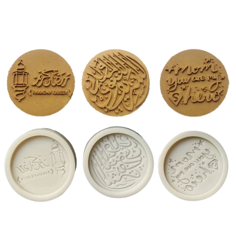 3pcs Eid Mubaraks Molds Fondant Tool Cake Chocolate Molds Kitchenware Baking Tool Soap Mould DIY Cookie Decorations