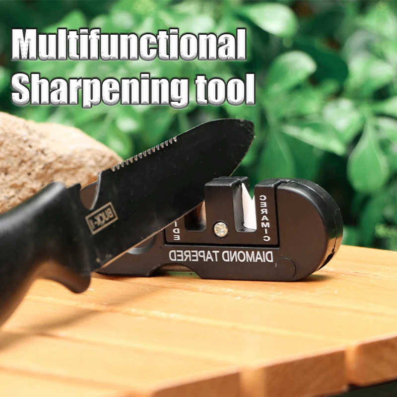 Portable Knife Sharpener Diamond Tungsten Ceramic Carbide Sharpen Fish Hook Pocket Whetstone Camp Hike Outdoor Hunting