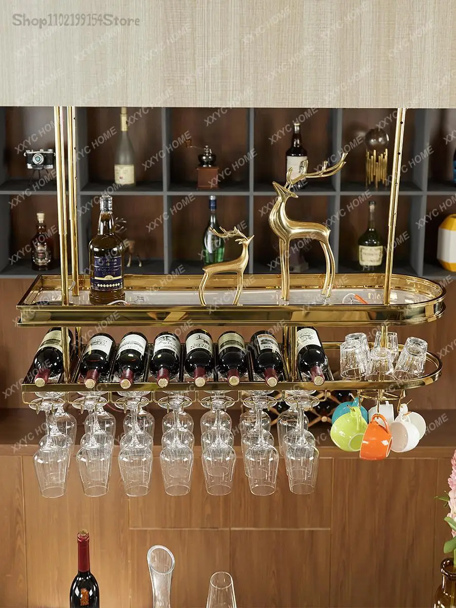 Edelstahl Weinglas Rack Licht Luxus Bar Kleiderbügel Wein regal hängen Rack Weinglas Rack kopfüber Weins chrank nach Hause