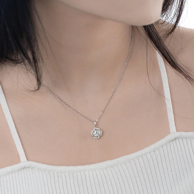 1ct Windmill Moissanite Necklace Women 925 Sterling Silver D Color Moissanite Diamond Necklace Platinum Plated Pass Tester Gift