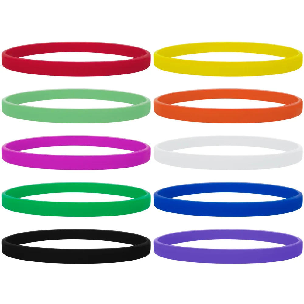 1pcs 6mmThin Width Wristband Wordless Solid Color Rubber Band Men Women Sports Silicone Bracelet Bangle Gift Jewelry Wholesale